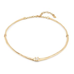 Collar rígido Uno de 50  bañado en oro 18k y circonita blanca