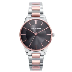 Reloj de mujer Dress con caja y brazalete de acero bicolor