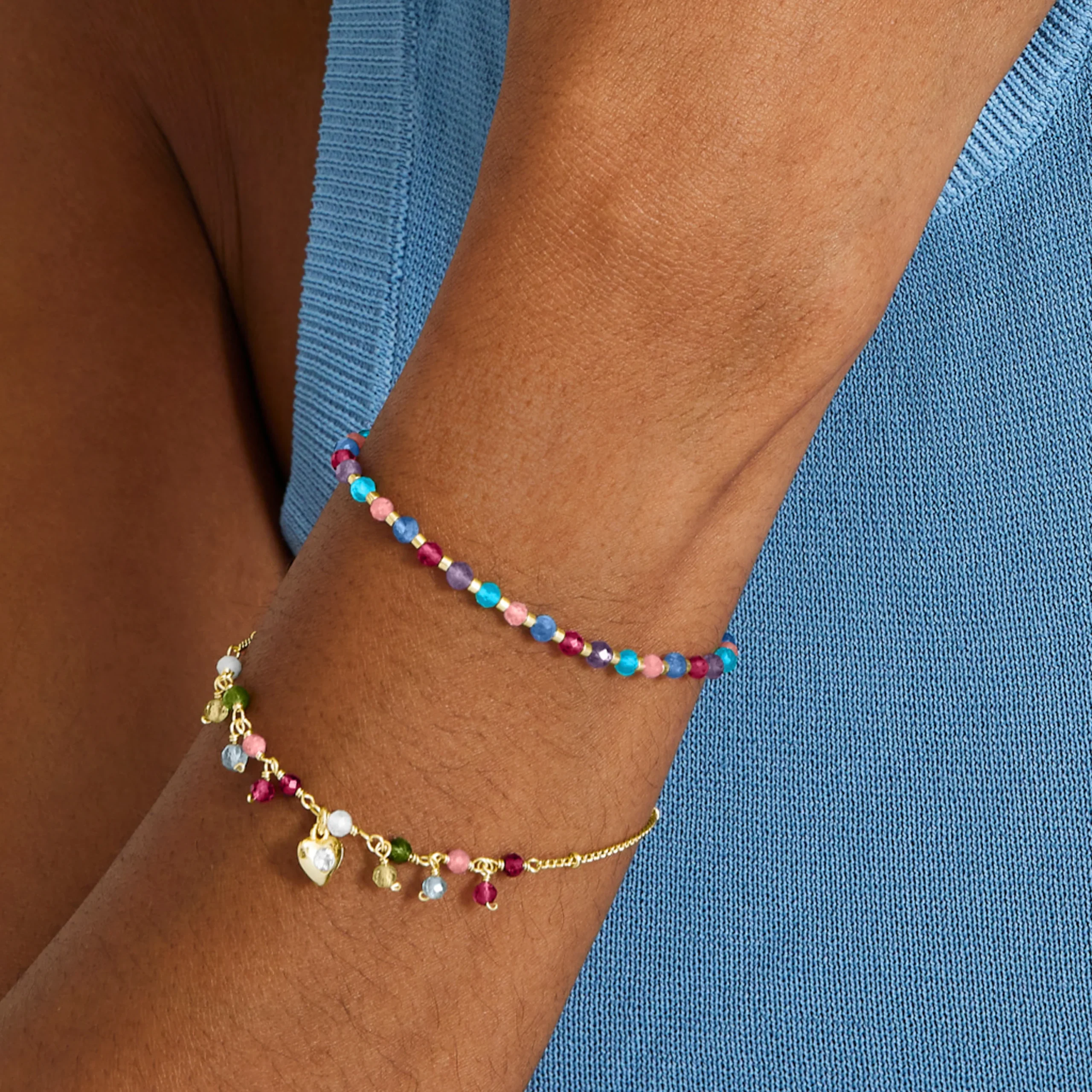 Pulsera Luxenter de cristal multicolor acabo de oro amarillo de 18k - Imagen 2