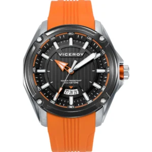 RELOJ DE CABALLERO 401237-57 CAJA BITONO ACERO E IP NEGRO 20 ATM , CORREA DE SILICONA NARANJA,MOVIMIENTO CUARZO