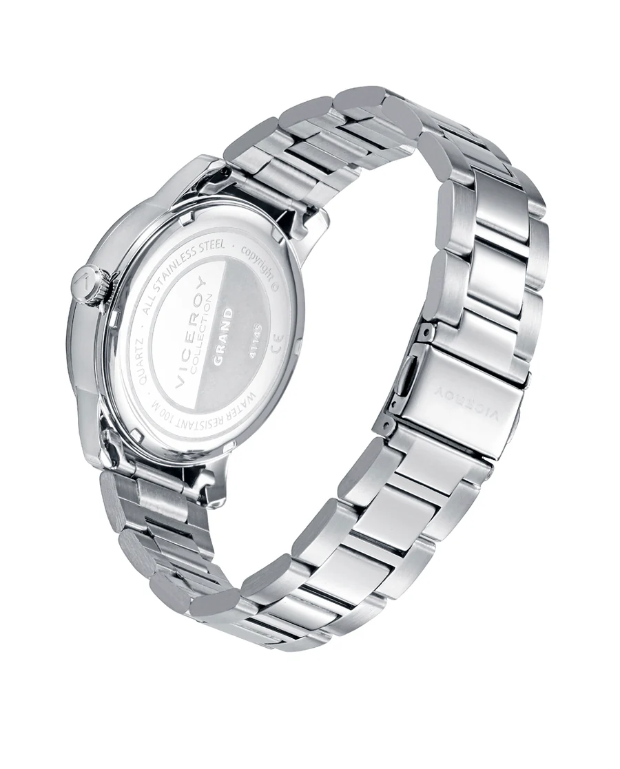 RELOJ DE ACERO DE CABALLERON 41145-83 CON ESFERA BLANCA DE NÚMEROS ROMANOS Y BISEL DORADO - Imagen 3