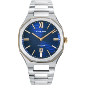 RELOJ CABALLERO 45009-33 COLECCIÓN LAURA ESCANES CAJA DE ACERO CON DOBLE BISEL EN ACERO IP DORADO CON CRISTAL ZAFIRO 10 ATM Y BRAZALETE DE ACERO CON MOVIMIENTO CUARZO