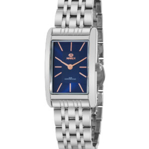 Reloj Marea Rectangular Para Mujer Esfera Azul Con Cadena B36207-2