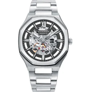 RELOJ COLECCIÓN LAURA ESCANES, CAJA DE ACERO CON BISEL NEGRO CON CRISTAL ZAFIRO 10 ATM Y BRAZALETE DE ACERO CON MOVIMIENTO AUTOMATICO 45113-57