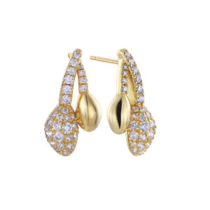 Pendientes Duran Exquse Plata Chapada  Pipa, detalle de pave, dorado,