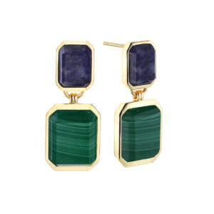 Pendientes Duran Exquse  Palais Royal, malaquita y lapis, dorado, 3 cm
