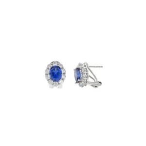 Pendientes Salvatore 136A0614 de plata con circonitas blancas y azul zafiro