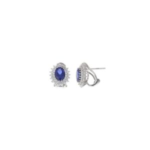 Pendientes Salvatore Plata de ley , Rodio , Circonitas Zafiro