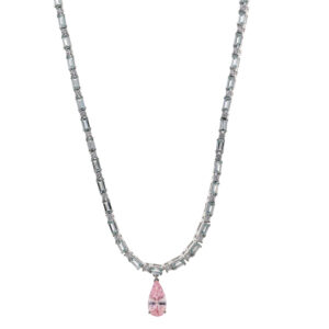 Collar Salvatore Plata de ley con Rodio Pera Circonita Baguets 136C0414
