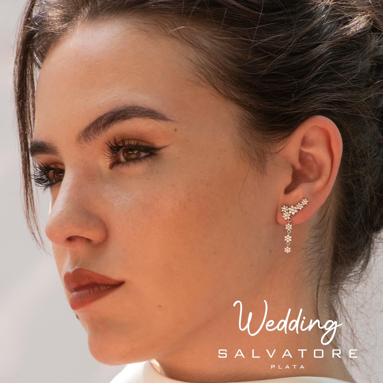 Pendientes trepadores Salvatore 195A0142 de plata con circonitas